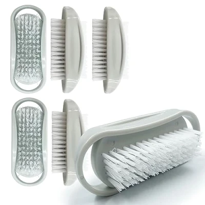 Image of Plastic Nail Brushes for Cleaning Nails Double Sided Brush with Firm Strong Bristles, Scrubbing to Clean Dirt, Grime and Grease under Fingernails Toenails (Pack of 6)