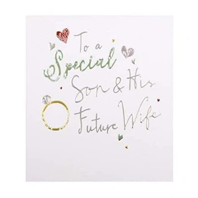 Image of Son &amp; Future Wife Engagement Card from The Hallmark Studio Contemporary Design with Embossed Foiled Lettering