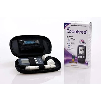 Image of Codefree Blood Glucose Monitor Diabetes Monitoring Meter Tester Sugar Testing Kit with Strips, Lancets, Case in mg/dL
