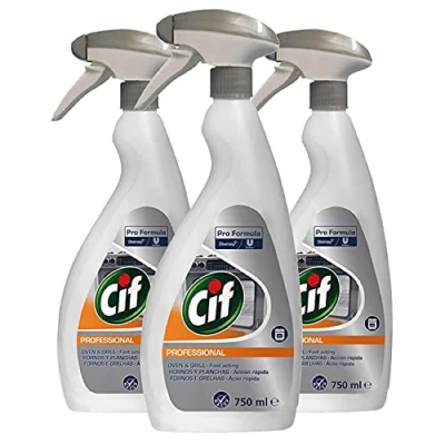 Image of Cif Professional Formula Oven &amp; Grill Fast Acting Cleaning Spray, 3 Packs of 750 ml