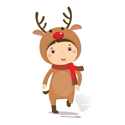 Image of Star Cutouts Ltd SC987 Mini Reindeer Cardboard Cutout/Stand Up/Standee Perfect for Children&#039;s Christmas Decorations, Parties and Events Height 92cm, Multicolour