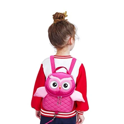 Image of Toddler Anti Lost Backpack, Yuepin Cute Owl Baby Backpack with Safety Leash for Age 1 5 Years Old Kids (Pink)