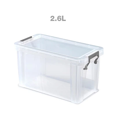 Image of Whitefurze Allstore Container with Silver Clamp, Plastic, Natural, 2.6 Litre