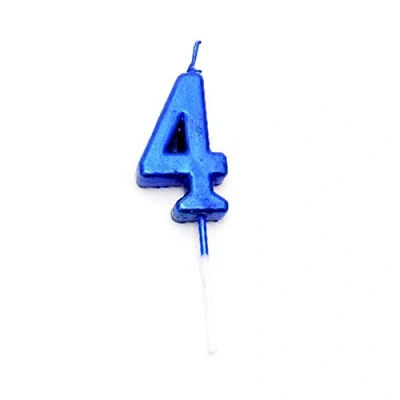 Image of SHATCHI Blue 4 Number Candle Boys Birthday Wedding Anniversary New Year Party Cake Decorations Topper