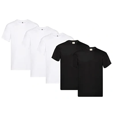 Image of Fruit of the Loom Men&#039;s Original T Shirt (Pack 1), 3 White 2 Black + 1 Hl Purchase Notepad, XXL
