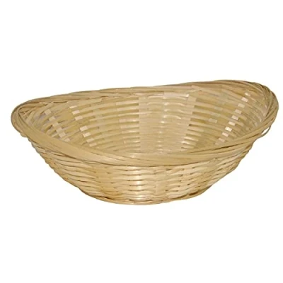Image of Olympia Wicker Oval Bread Basket 228X178mm Catering Breakfast Canvas Bag Bowl 6pc