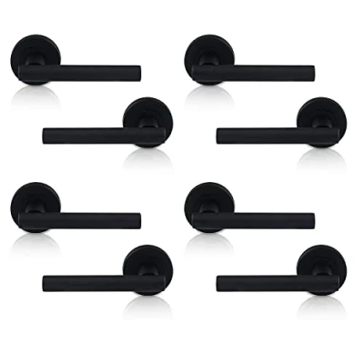 Image of XFORT 4 Pack Matt Black Liberty Lever On Rose Door Handles, T bar Latch Handle, Handle Set for Internal Wooden Doors.