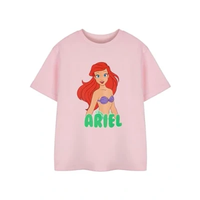 Image of Disney Princess Ariel Girls Pink Short Sleeved T Shirt Kids Graphic Tee Little Mermaid Character Top Sleeve Apparel Movie Merchandise Gift for Children &amp; Teens