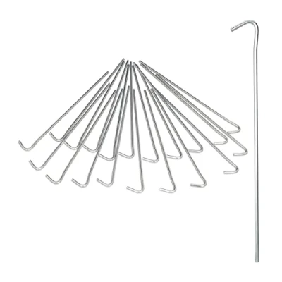 Image of Relaxdays Set of 20 Steel Tent Pegs, Camping Stakes, Ground Anchoring, Barbs, Anchor 22 cm, Silver
