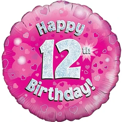 Image of OaktreeUK Oaktree 18&quot; Happy 12th Birthday Pink Holographic