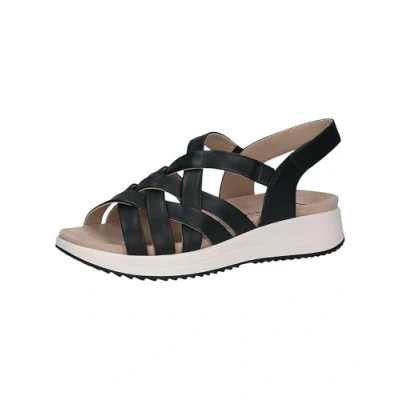 Image of CAPRICE Women&#039; 9 28708 42 Flat Sandal, Navy Pat Glam, 7.5 UK