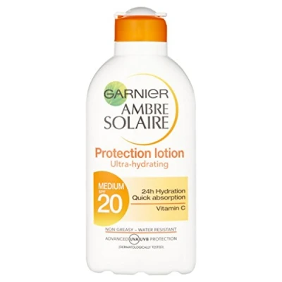 Image of Garnier Ambre Solaire Ultra hydrating Protection Lotion with SPF20, 200ml