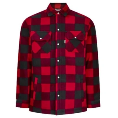 Image of Champion Mens Kinross Fleece Padded Lumberjack Style Shirt Red S