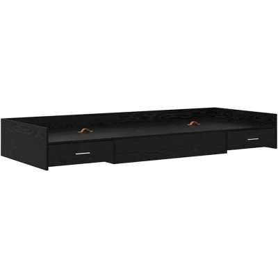 Image of vidaXL Storage Bed Frame with Drawer Black Oak 75 x 190 cm Engineered wood
