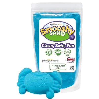 Image of Rainbow Eco Play Magic Sand Coloured for Kids Childrens Sensory Toys Natural Friendly Smooshy ASMR 1kg Blue