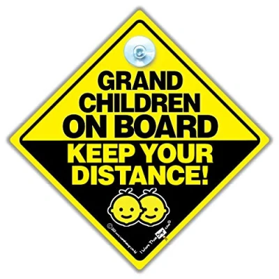 Image of Grandchildren On Board Keep Your Distance Car Sign Suction Cup Window Sign, Baby