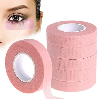 Image of 6 Rolls Pink Eyelash Tape Adhesive Lash Extension Micropore for Breathable Fabric Extensions Supplies (Pink)…