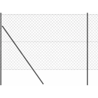 Image of vidaXL Chain Link Fence with 13 Posts 1.6x25 m Galvanised Steel Grey