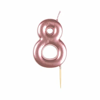 Image of amscan 9911553 Rose Gold Numerical Candle 8