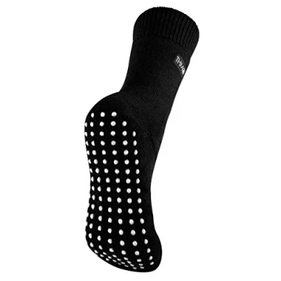 Image of THMO Ladies Thick Cosy Thermal Slipper Bed Socks with Non Slip Grippers (4 8 UK, Black)