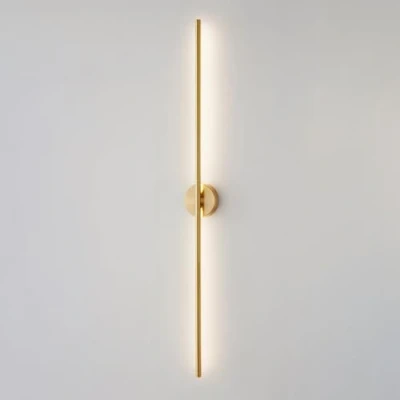 Image of Mjsdjof Copper Long Strip Wall Light, Ultra Thin Linear Sconce, Flute Brass Lamp with Silicone Shade, Modern LED Lights, Hallway Decorative Lighting Lamps, 3 Color Mode