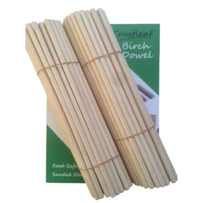 Image of Trustleaf 8mm x 30cm Birch Hardwood Wooden Dowels (100 Dowels)