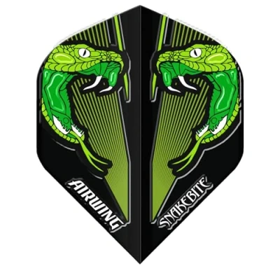 Image of RED DRAGON Airwing Unique Moulded Peter Wright Snakebite Green V Standard Dart Flights 1 Set Per Pack (3 in total)