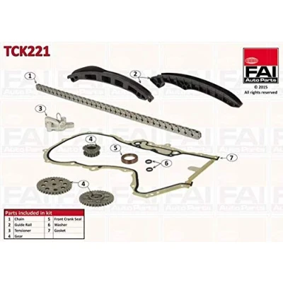 Image of 03C109158, 03C109158A Timing chain Kit FAI AutoParts TCK221 with gears, gaskets/seals Simplex, Low noise VOLKSWAGEN: Polo IV Hatchback