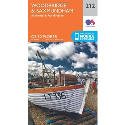 Image of Woodbridge &amp; Saxmundham Map Aldeburgh Framlingham Ordnance Survey OS Explorer 212 England Walks Hiking Maps Adventure
