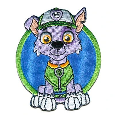 Image of Iron on Patches Paw Patrol &#039;Rocky&#039; Blue 7,3x6cm Application Embroided Patch Badges