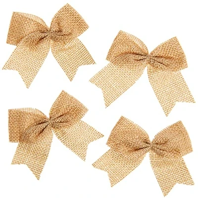 Image of Baker Ross FX341 Burlap Hessian Bows Pack of 24, Natural Craft Accessories, Jute Arts and Materials, Decorative Supplies