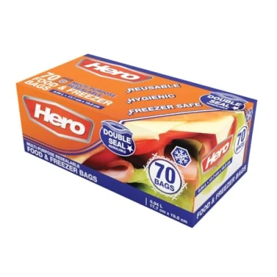 Image of 70 x Sealable Freezer Bags 1L Medium Seal Food Heavy Duty Quart Plastic Freezable, &amp; Easy To Open Hefty, Reusable, Sandwich