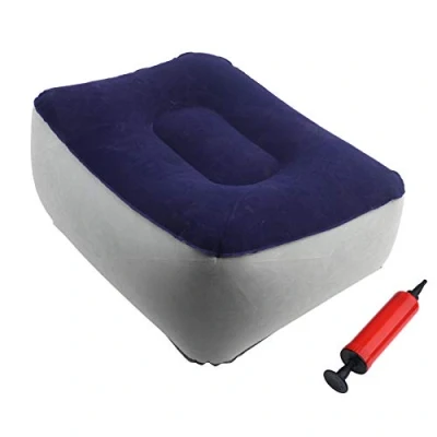 Image of SIYANO Inflatable Travel Flocking Foot Rest, Rest Cushion Soft Pillow with Air Pump, Easy to Carry, Relax for Home Airplanes Cars
