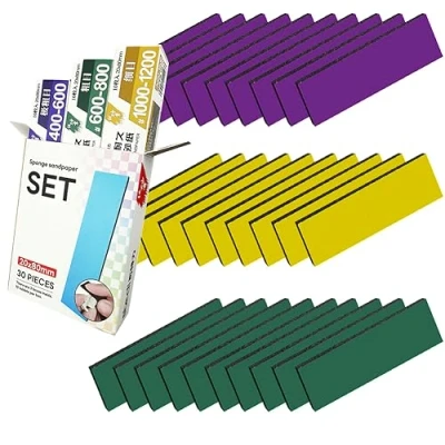 Image of Stedi Sanding Sponge for Model Gundam Building, Hobby Tools Hand Block Waterproof Wet Dry Reuse 400 to 1200 Grit Sandpaper, 30 Sheets
