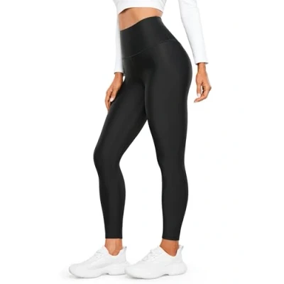 Image of CRZ Yoga Women&#039;s Thermal Fleece Lined Leggings High Waist Winter Thick Pants 7/8 Warm Workout 25 Inches Black 12