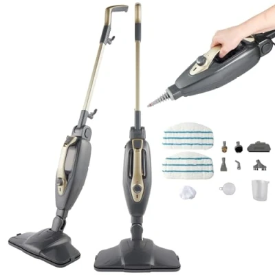 Image of Beldray BEL01732TT Titanium 14 in 1 Steam Cleaner Mop Multipurpose Handheld Steamer, 350ml, Flexi Hinge, Chemical Free, Window Cleaner, Extra Nozzles and Pads Included, Disinfect/Sanitise, 1300W