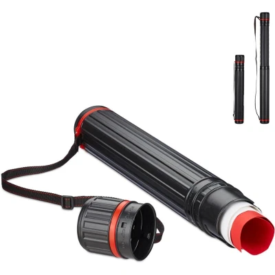 Image of Poster Tube, 10x Set, up to A0, for Drawings &amp; Charts Document Storage, Extendable, 64 107 cm, Art Case, Black Relaxdays