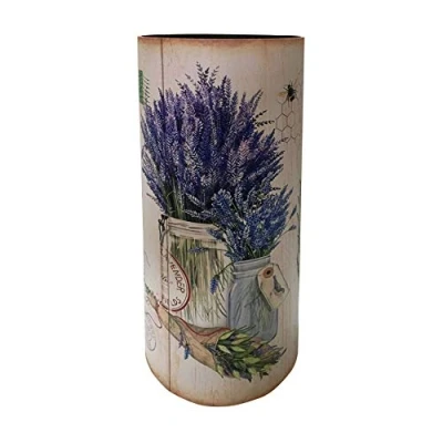 Image of Rebecca Mobili Design Umbrella Stand, Decorative Stick Holder, Mdf Canvas, Shabby Beige, Round, with Dropper Measurements: 54 x 23 cm (HxWxD) Art. RE6477