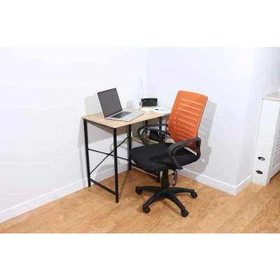 Image of Core Products Loft Home Office 2 Drawer Desk with Oak Effect and Grey Metal Legs