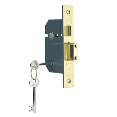 Image of Yale B BSSL 3.0 PB British Standard 5 Lever Mortice Sashlock, Boxed, Suitable for External Doors, Chrome Brass, 3 Inch/76 mm