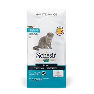 Image of Schesir, Dry Food for Adult Cats Maintaining Line Rich in Fish, Croquettes Size 10 kg Bag