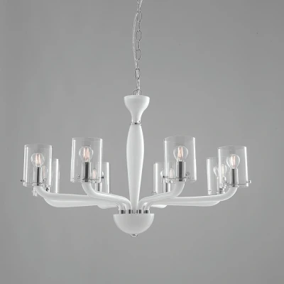 Image of AURORA 8 Light Chandeliers with Shades White 79.2x48cm