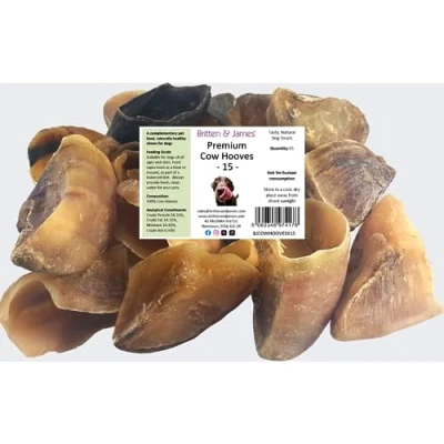 Image of 15 Cow Hooves for Dogs by Britten and James. 100% Natural, Grain Free, Long Lasting Dog Chews