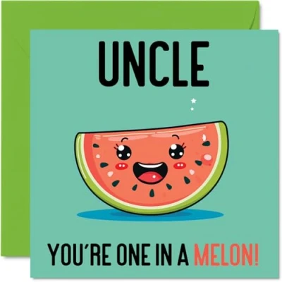 Image of Birthday Cards for Uncle One In A Melon Funny Happy Card from Nephew Niece, Gifts, 145mm x Joke Greeting Men Him