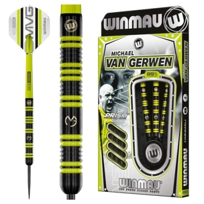 Image of WINMAU Michael van Gerwen MvG 25 Gram 85% Professional Tungsten Darts Set with Flights and Stems (Shafts)