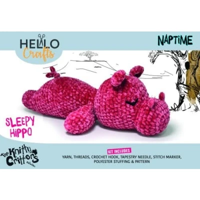 Image of KNITTY CRITTERS Crochet Kit Naptime Sleepy Hippo