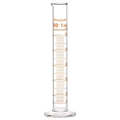Image of stonylab 1 Pack Graduated Cylinder, Borosilicate Glass 50 ml Heavy Wall Measuring Cylinder
