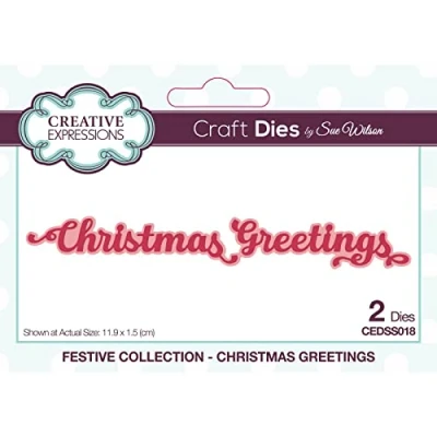 Image of Creative Expressions Sue Wilson Festive Collection Shadowed Sentiments Christmas Greetings Craft, Metal, Largest die 8.2 x 2.6 cm