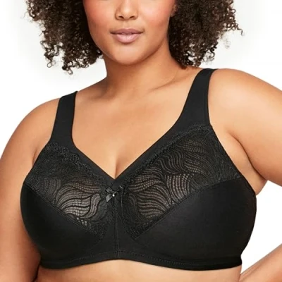 Image of Glamorise Full Figure Plus Size MagicLift Natural Shape Support Bra Wirefree #1010 Black