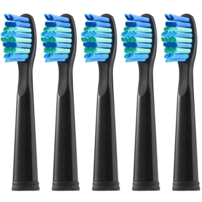 Image of Teeteck Replacement Toothbrush Heads Compatible with Fairywill 507/508/D7/D8/515/551/917/959,Black,5 Count
